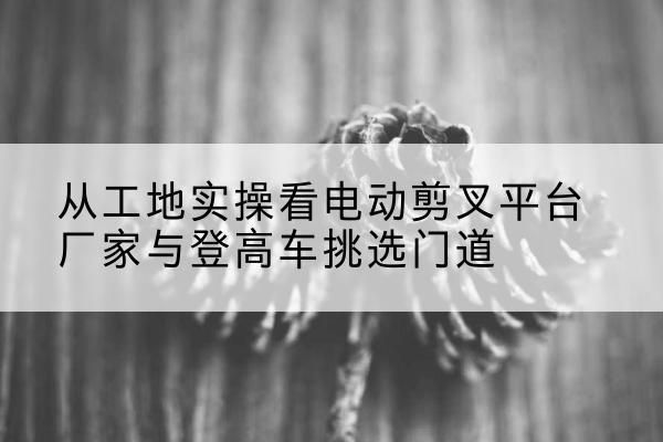 新星电动剪叉升降平台厂家-从工地实操看电动剪叉平台厂家与登高车挑选门道